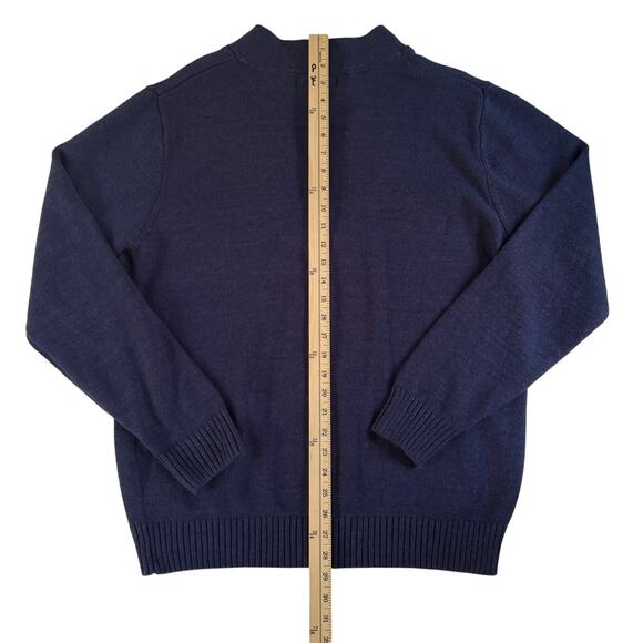 Cardigan Sweater Mens Large Blue Button Front Long Sleeve Grandpa Old Man Grunge - Picture 6 of 8